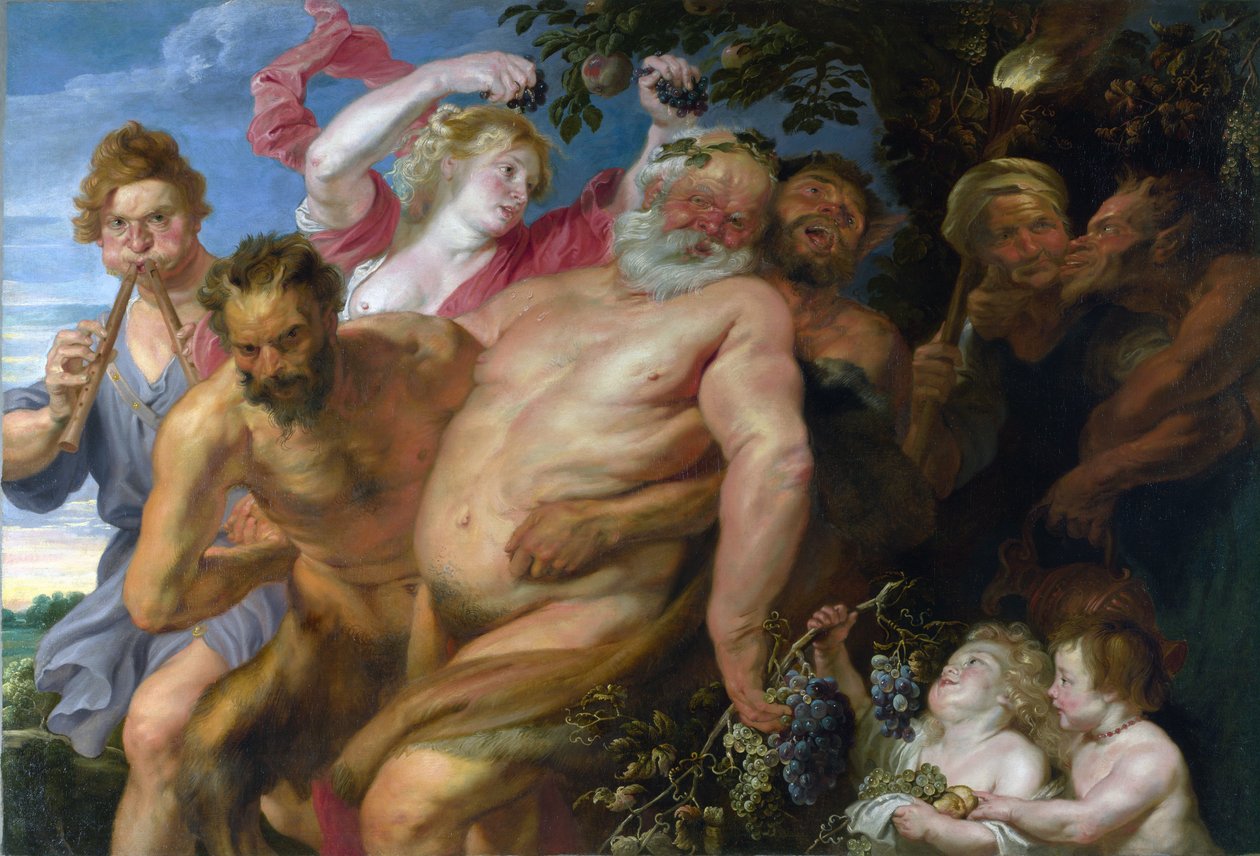Satyrs Tarafından Desteklenen Sarhoş Silenus, 1620 dolayları by Peter Paul Rubens