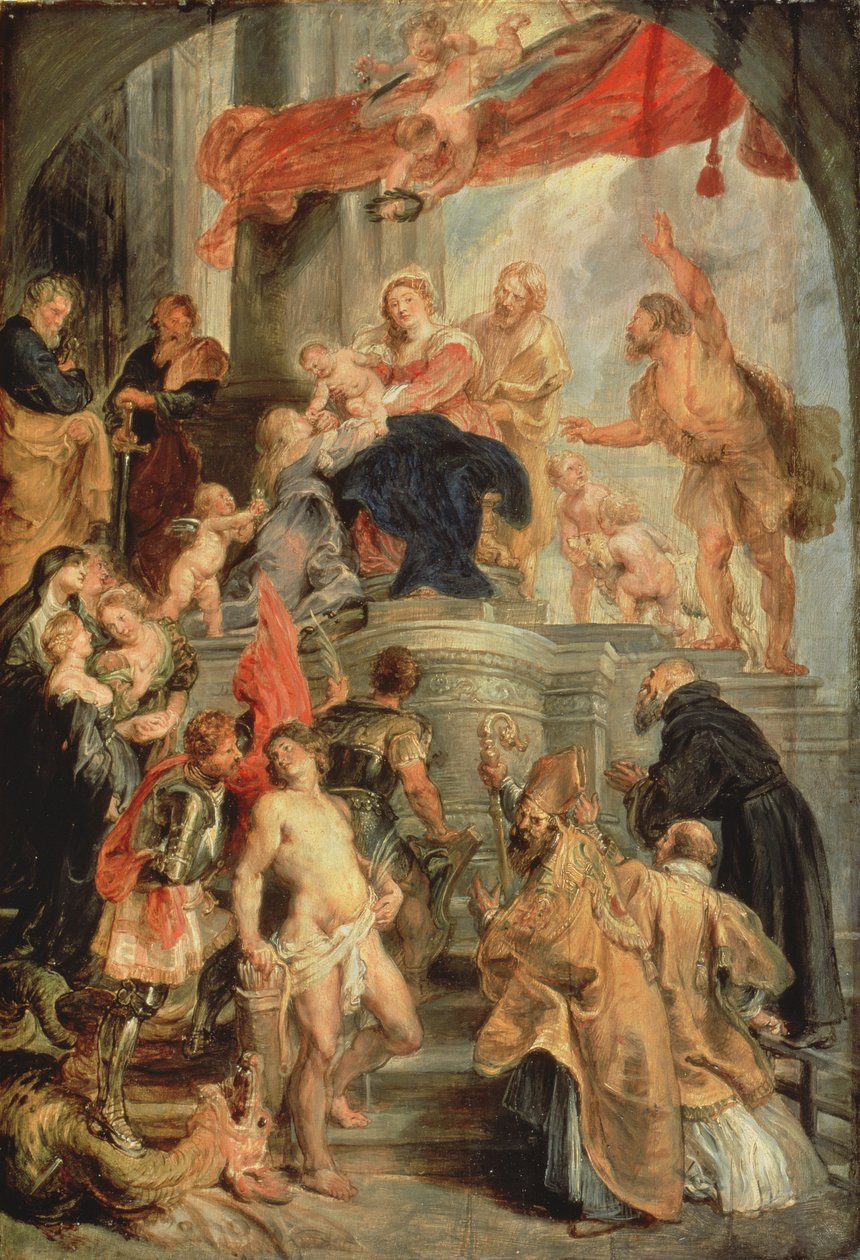 Enthroned Madonna with Child, Encircled by Saints, c.1627-28 by Peter Paul Rubens