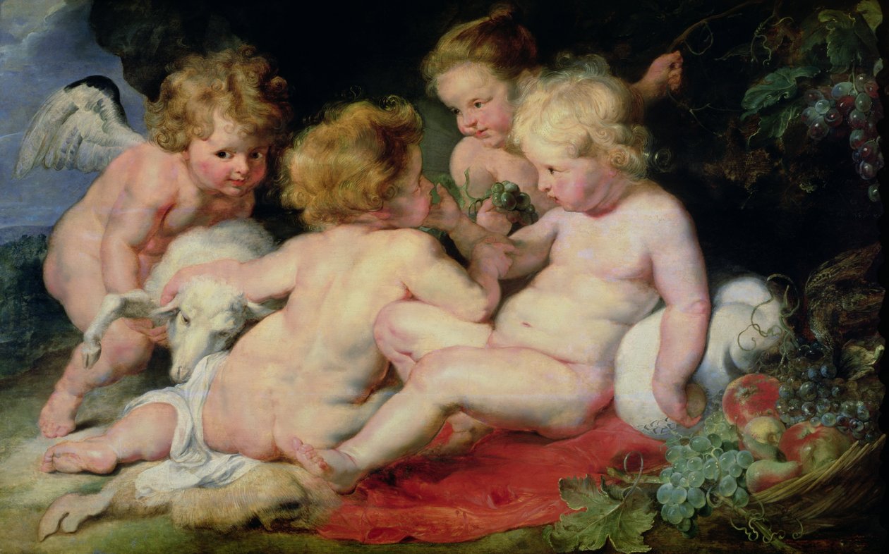 Vaftizci Yahya ve iki melek ile Bebek Mesih, 161520 (panel) by Peter Paul Rubens