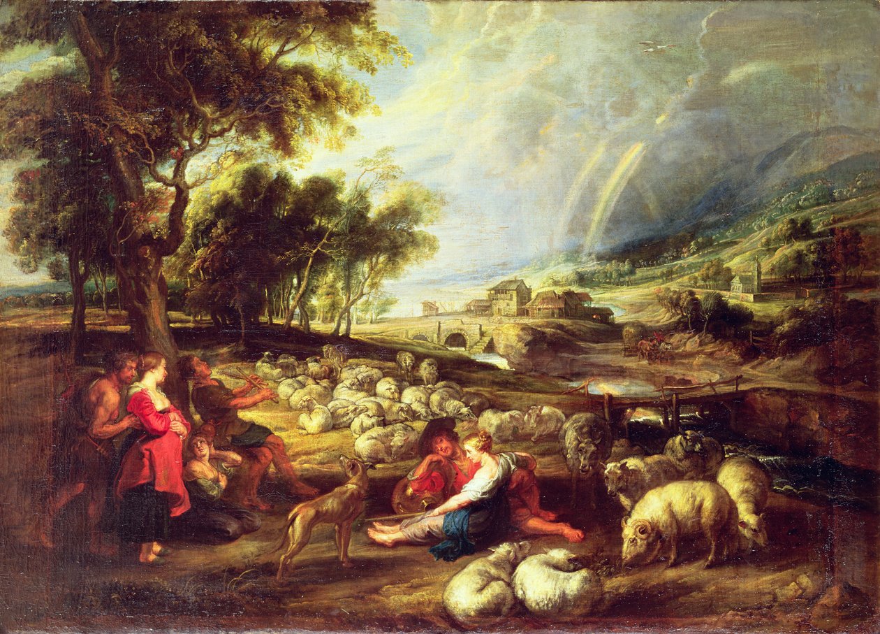 Gökkuşağı ile manzara by Peter Paul Rubens