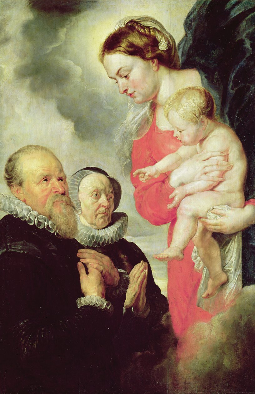 Madonna ve Çocuk, bağışçı Alexandre Goubeau ve eşi Anne Antoni ile birlikte by Peter Paul Rubens