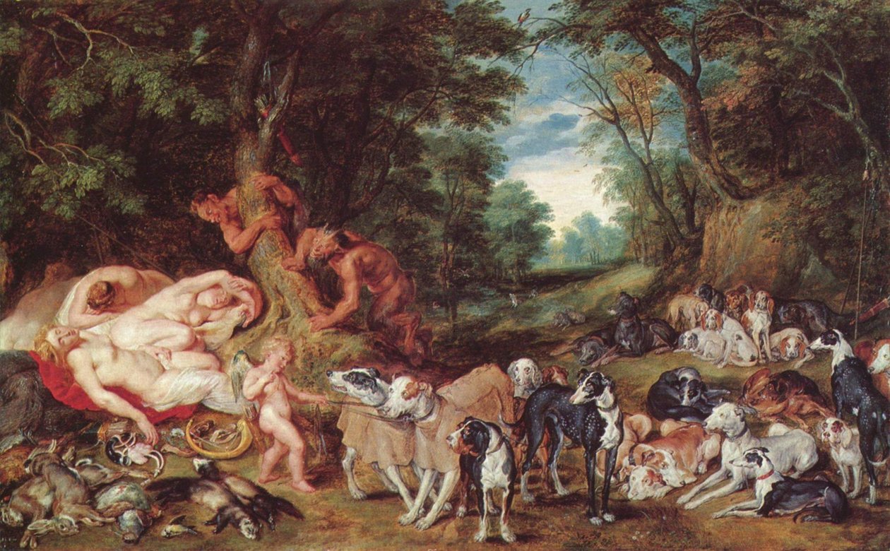Periler, satirler ve köpekler by Peter Paul Rubens