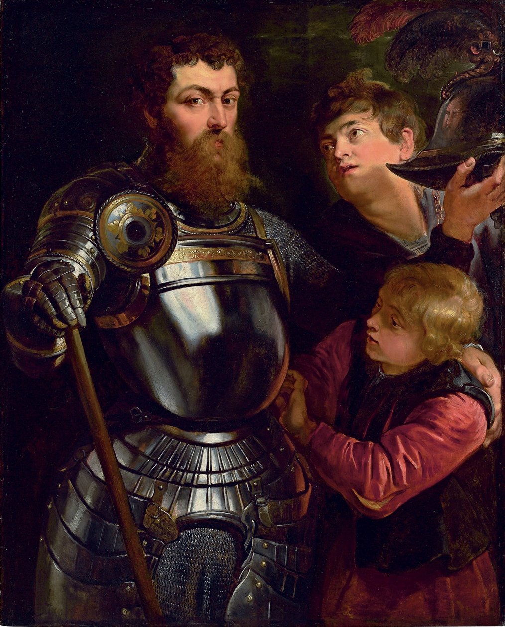 Bir komutanın portresi, dörtte üç boyunda, savaş için giyinmiş by Peter Paul Rubens