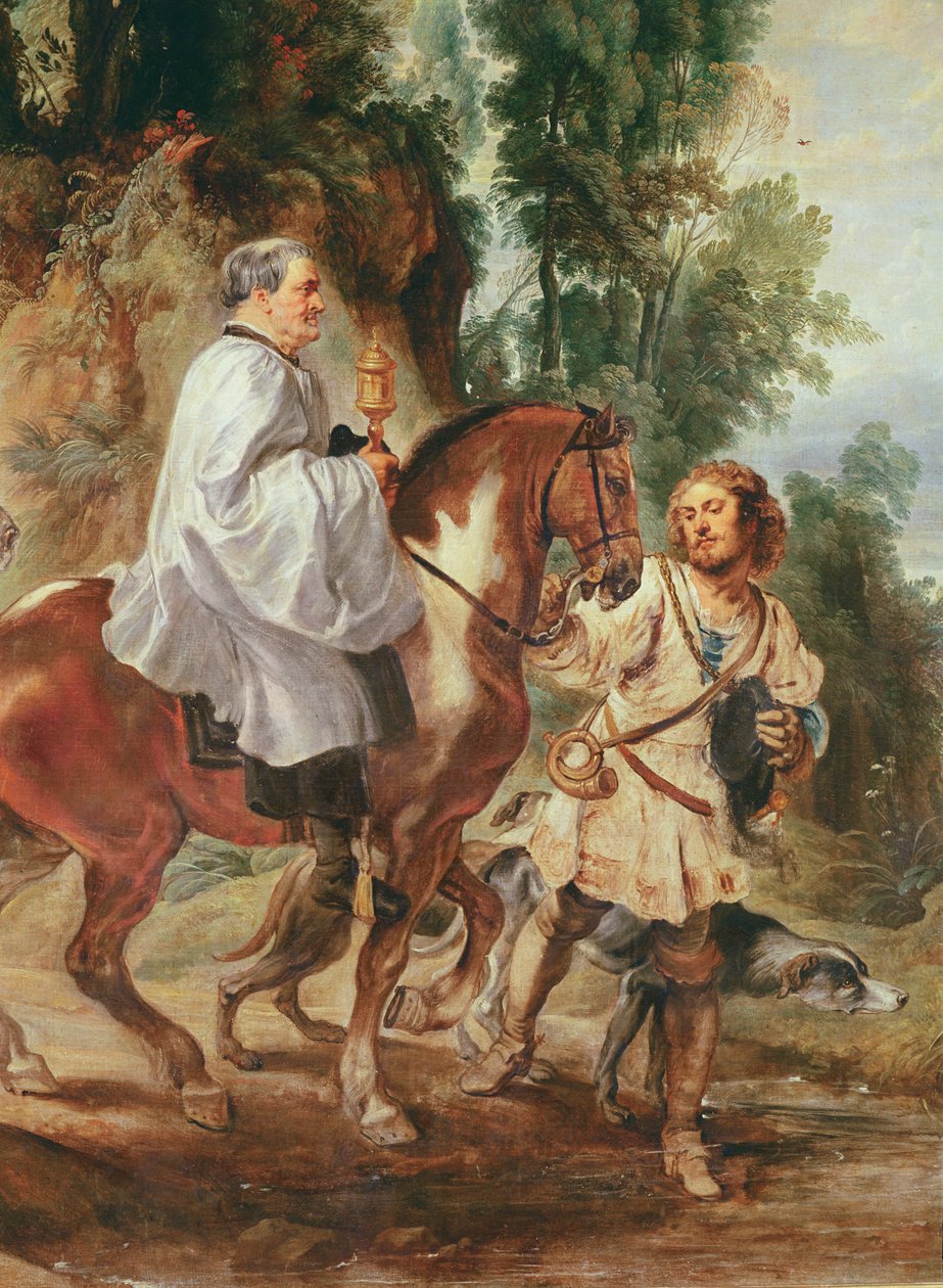 Priest carrying the eucharist to a dying person, before 1630  by Peter Paul Rubens