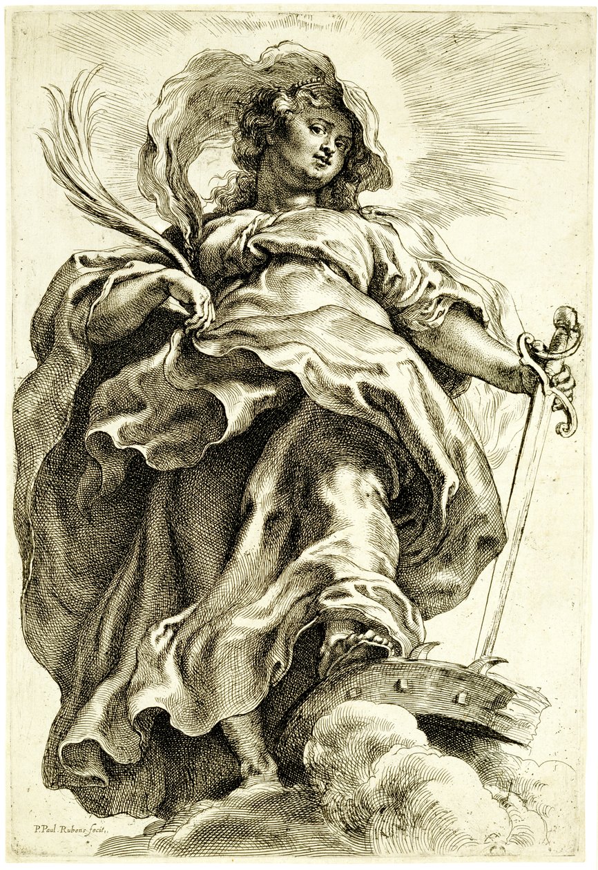İskenderiyeli Aziz Catherine Bulutlarda, 1620-21 by Peter Paul Rubens