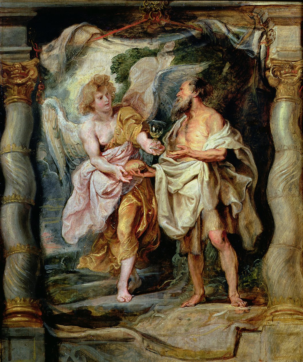 İlyas Peygamber ve Vahşi Doğadaki Melek, c.1626-28 (panel) by Peter Paul Rubens
