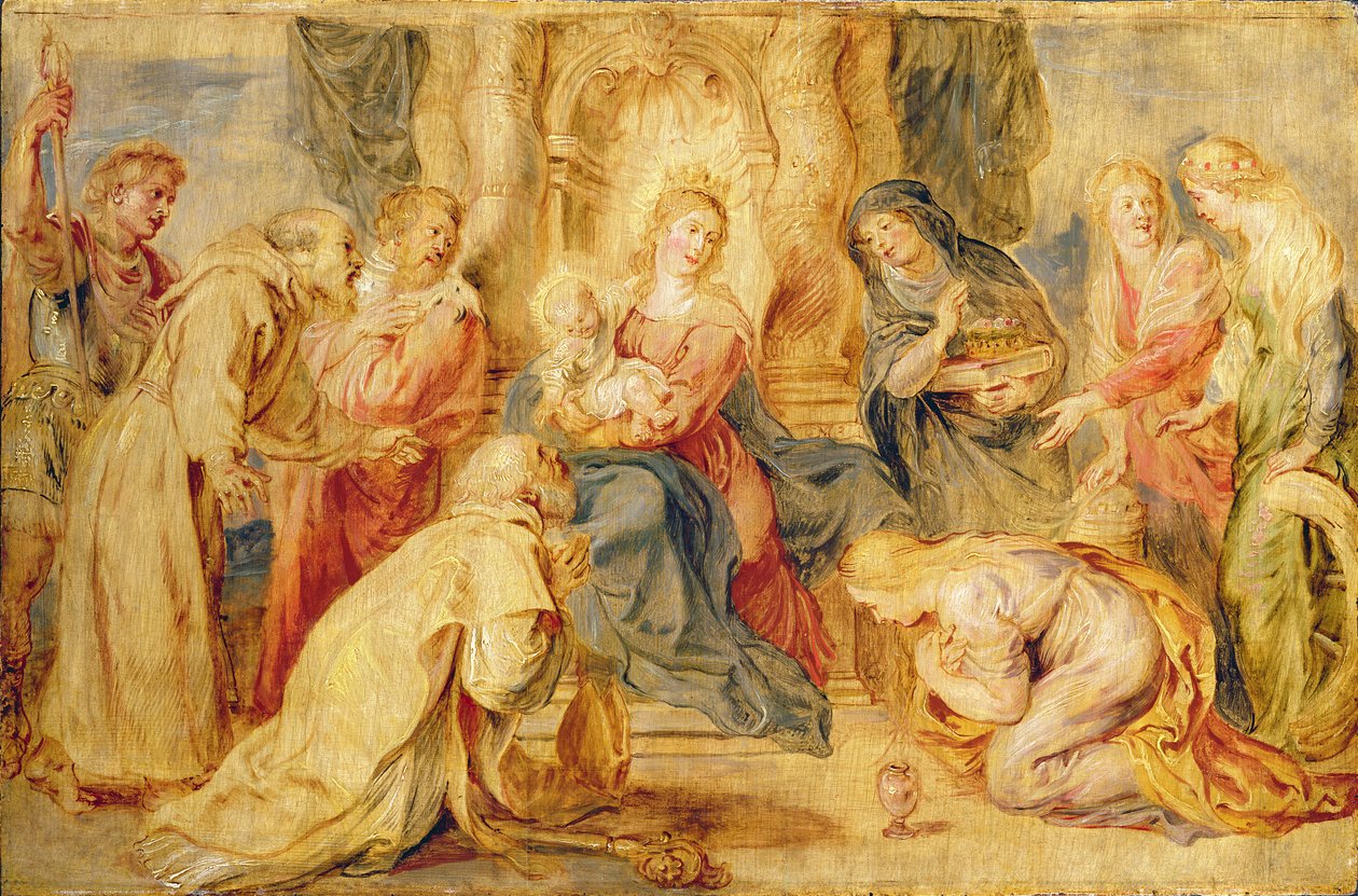 The Virgin and Child venerated by eight saints, c.1631-33 (panel) by Peter Paul Rubens