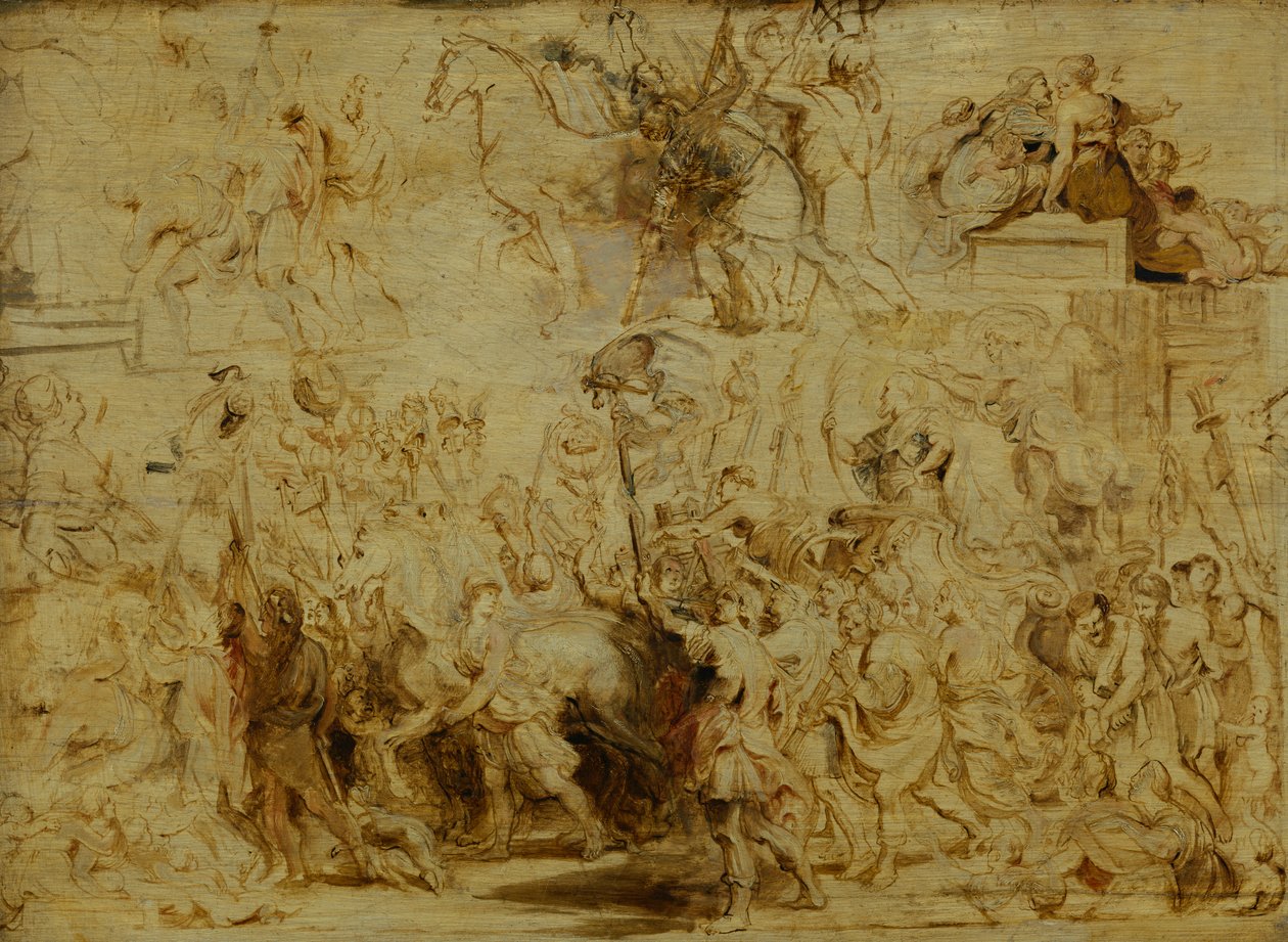 ಹೆನ್ರಿ IV (1553-1610) ರ ವಿಜಯೋತ್ಸವದ ಪ್ರವೇಶ ಪ್ಯಾರಿಸ್, c.1627 ಟರ್ಕ್ by Peter Paul Rubens