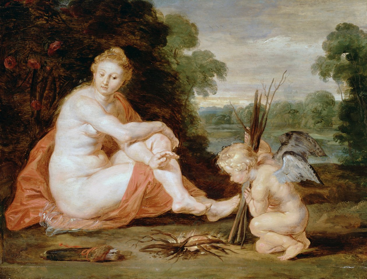 Venüs ve Cupid kendilerini ısıtıyor by Peter Paul Rubens
