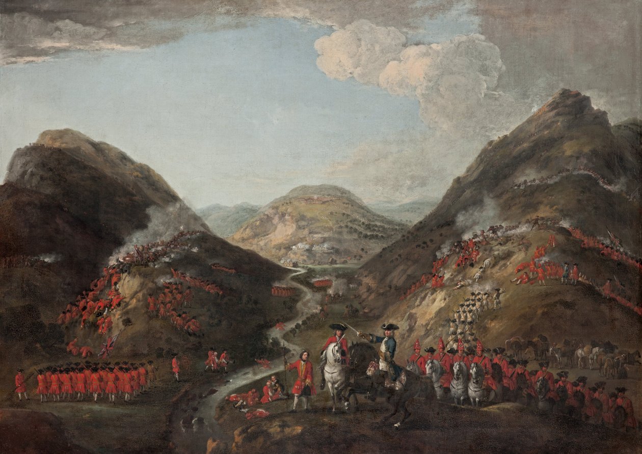 Glenshiel Savaşı 1719. Rakamlar muhtemelen Lord George Murray