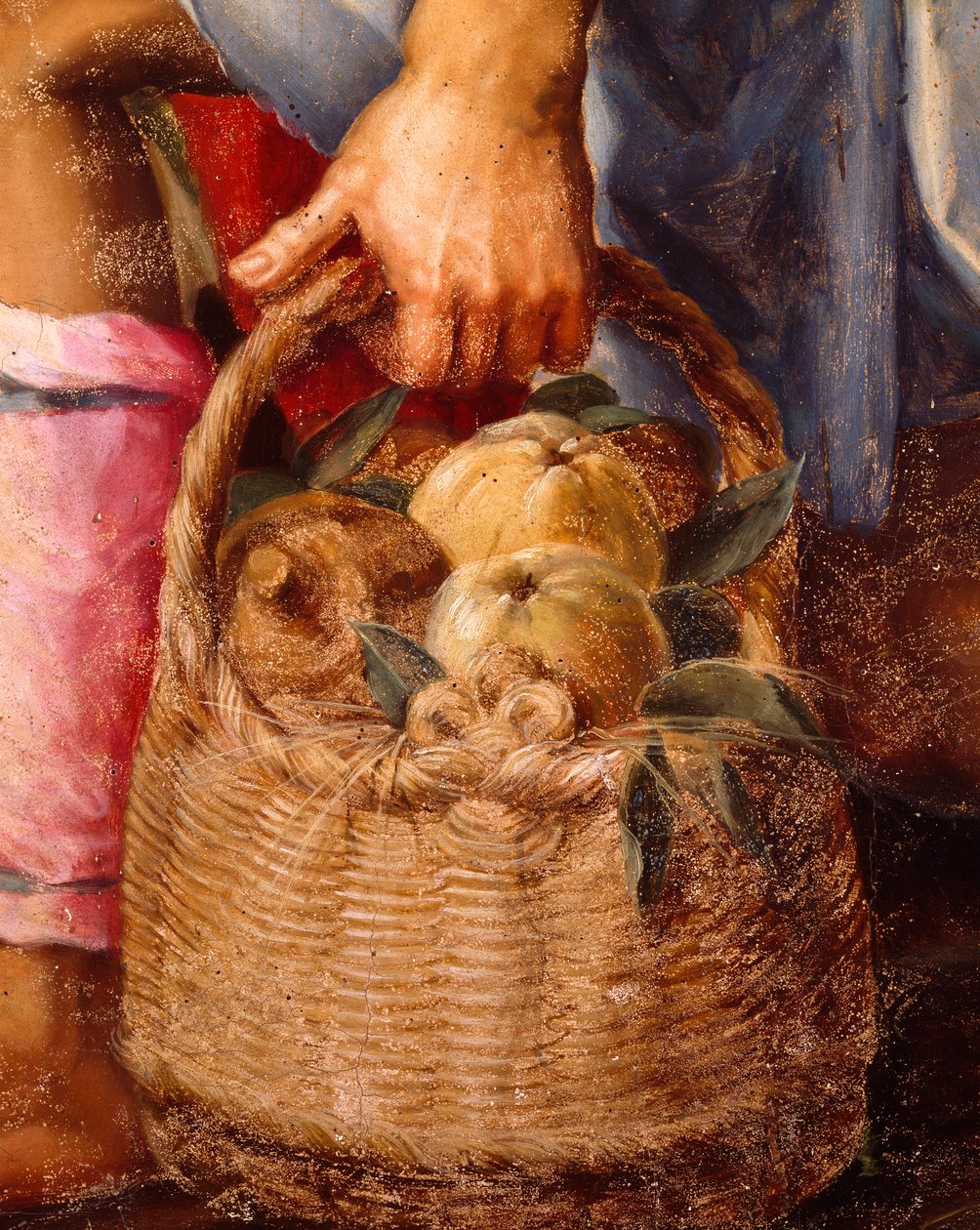Meyve sepeti, Peter Candid'in (1548-1628) Çobanların Hayranlığı'ndan detay, pano üzeri yağlı boya, 248x162 cm by Peter (1548 1628) Candid