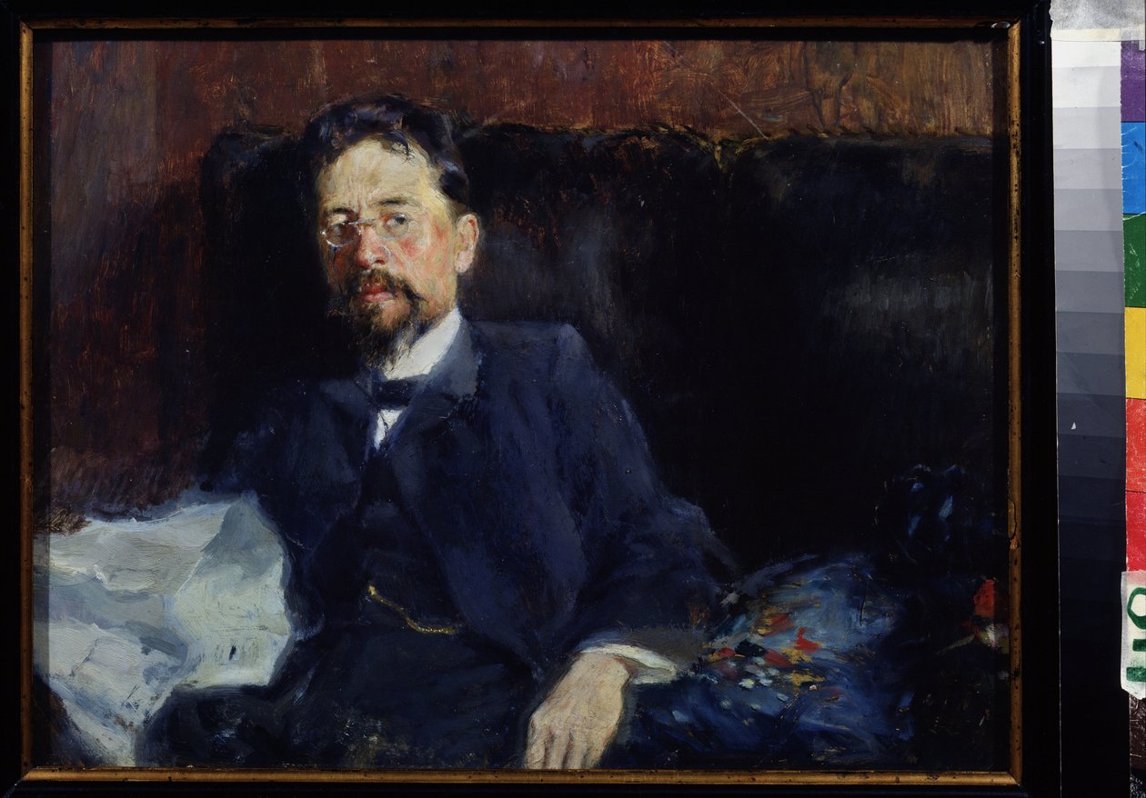 Yazar Anton Çehov'un (1860-1904) portresi (Yazar A. Çehov'un Portresi). Pyotr Alexandrovich Nilus (Pierre Nilous) (Nilouss) (1869-1940/1943) tarafından tablo, tuval üzerine yağlı boya by Peter Alexandrovich Nilus