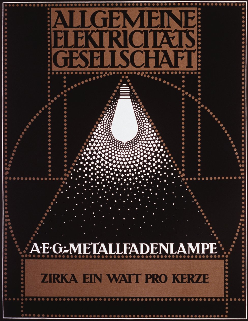 General Electric Company [AEG] 1910 için Reklam Afişi by Peter Behrens