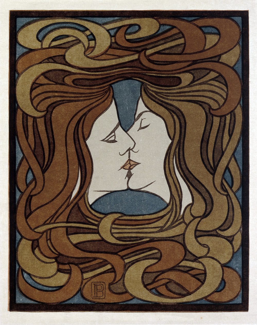 Öpücük - Behrens, Peter (1868-1940) - 1900 - Gravür - Hamburg Sanat ve El Sanatları Müzesi by Peter Behrens