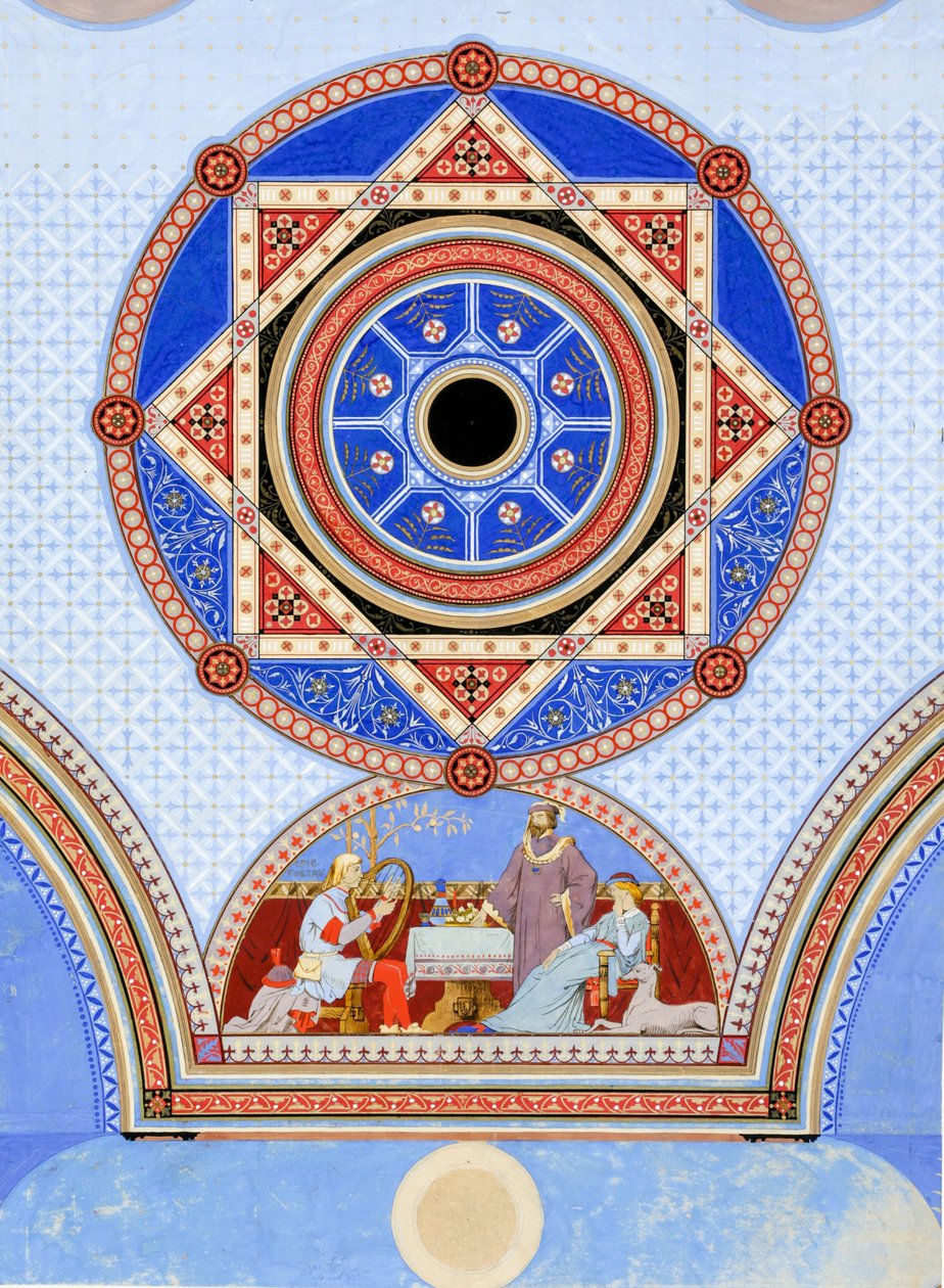 Ottawa Opera Binası, Ottawa, Illinois, Duvar Şablonu Tasarımı, c. 1875. by Peter Bonnett Wight