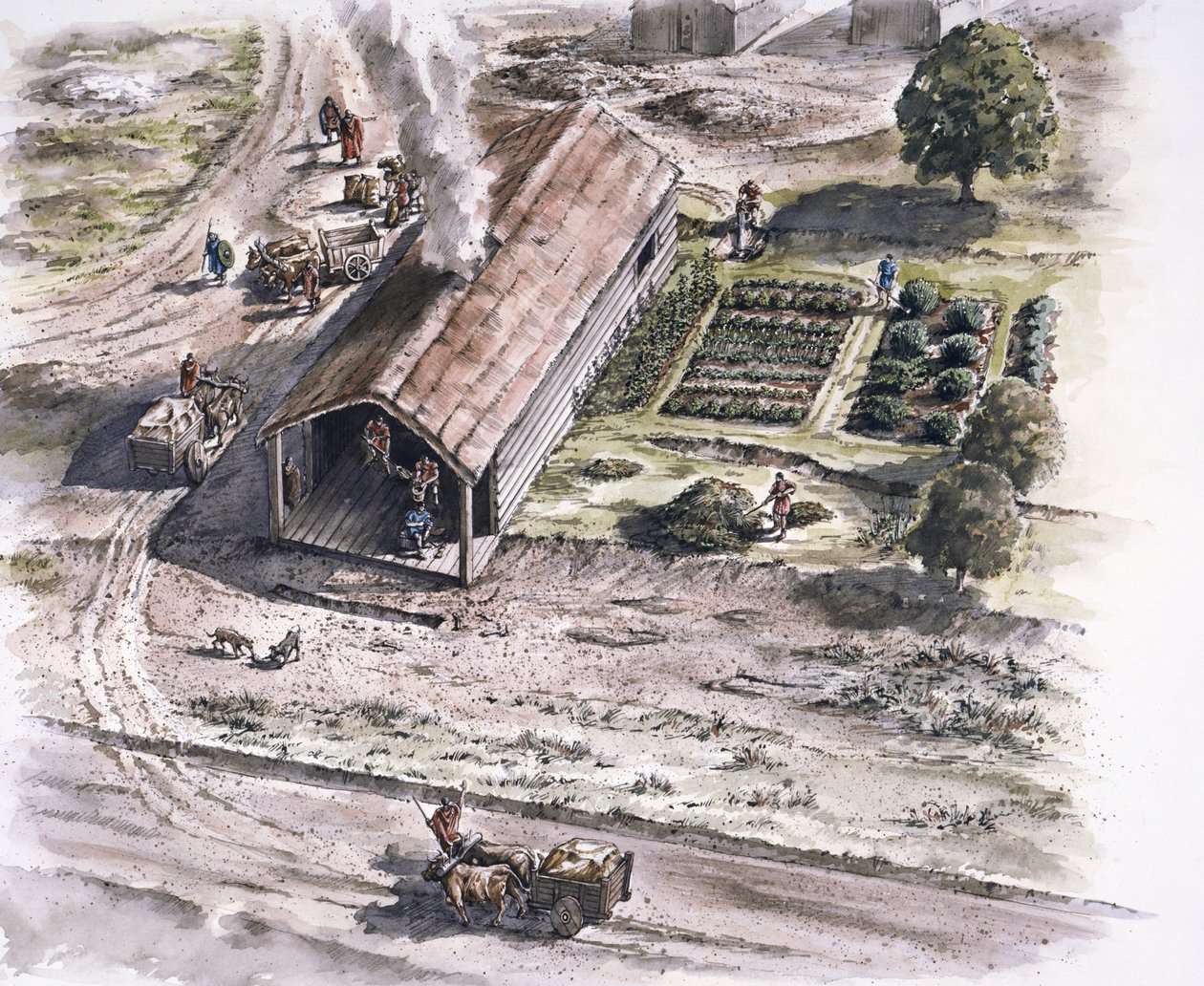Endüstriyel bina, Ribchester Roman Kalesi, Lancashire, 2. yüzyıl, 1996 by Peter Dunn