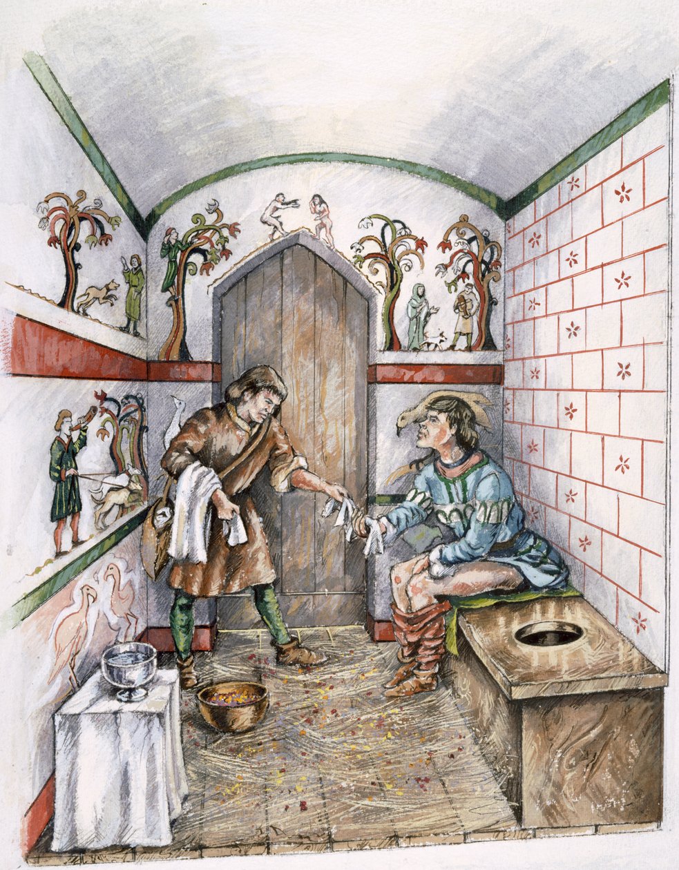 Ortaçağ tuvaleti, c1350, c1990-2010 by Peter Dunn