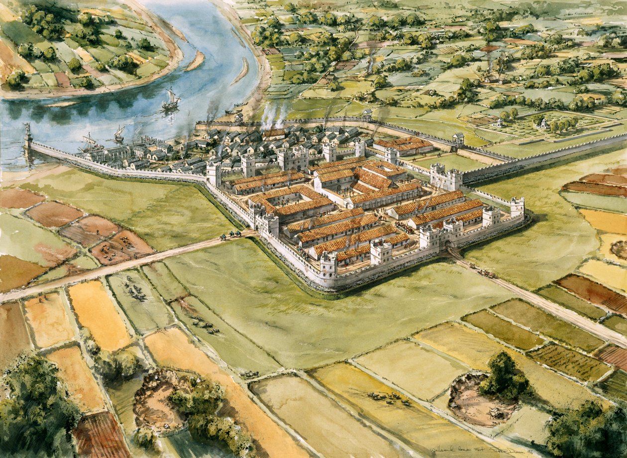 Segedunum Roma Kalesi, c3. yüzyıl, c1990-2010 by Peter Dunn