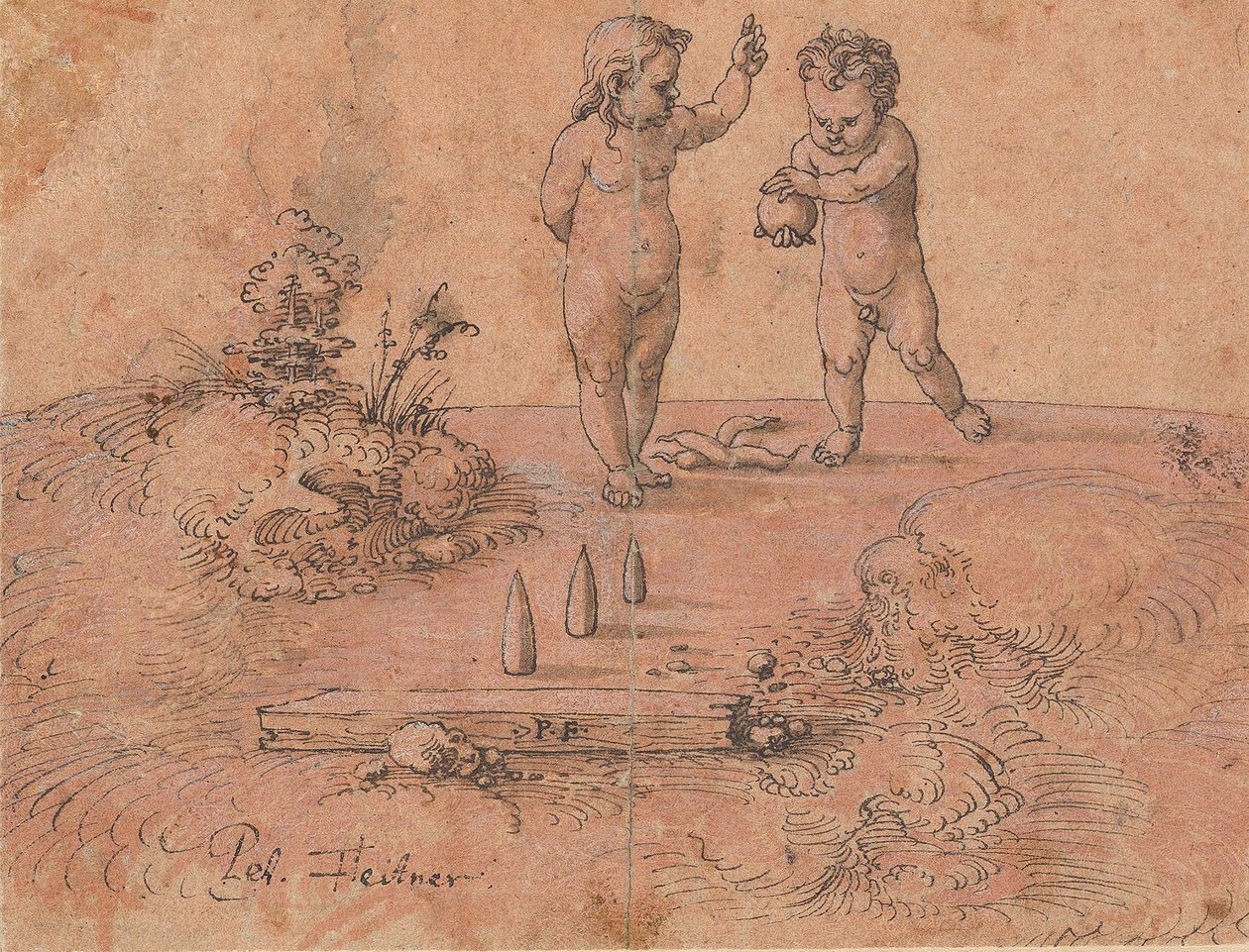 Topla Oynayan İki Çocuk, 1500-1546. by Peter Flötner