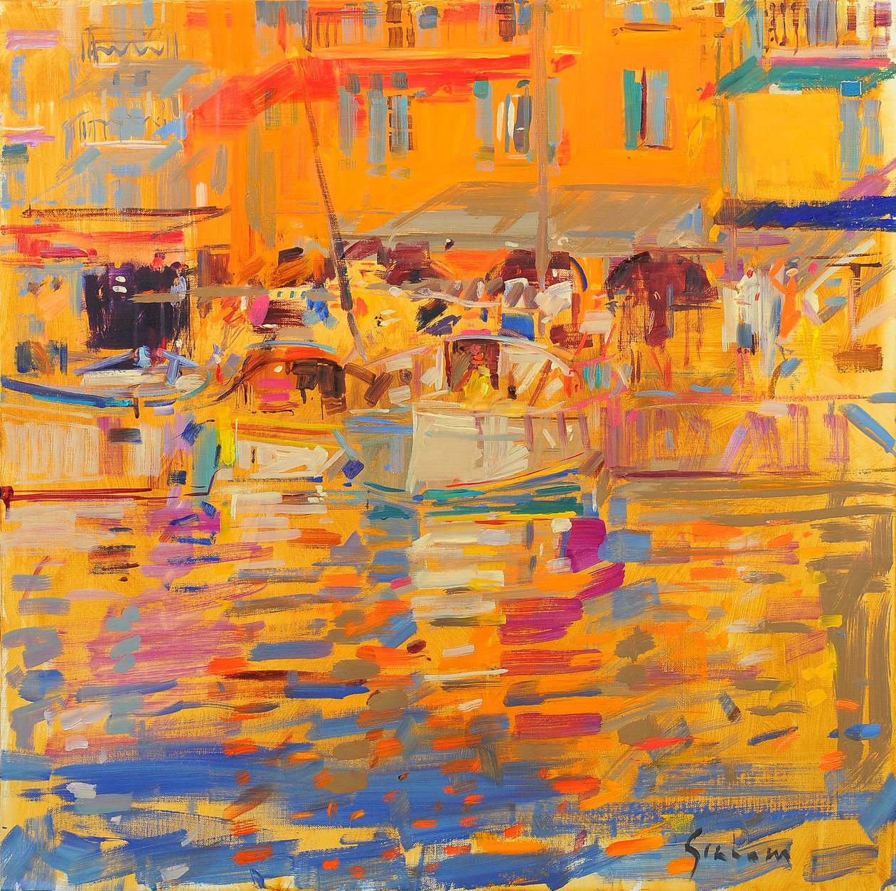 Harbour Saint Tropez sınırlarındaki Tekneler by Peter Graham (Contemporary)