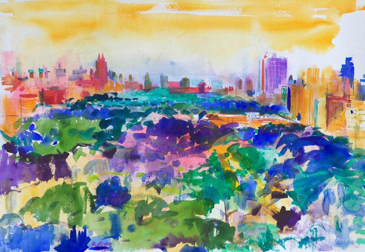 Central Park, New York, 2011 (kağıt üzerinde wc) by Peter Graham (Contemporary)