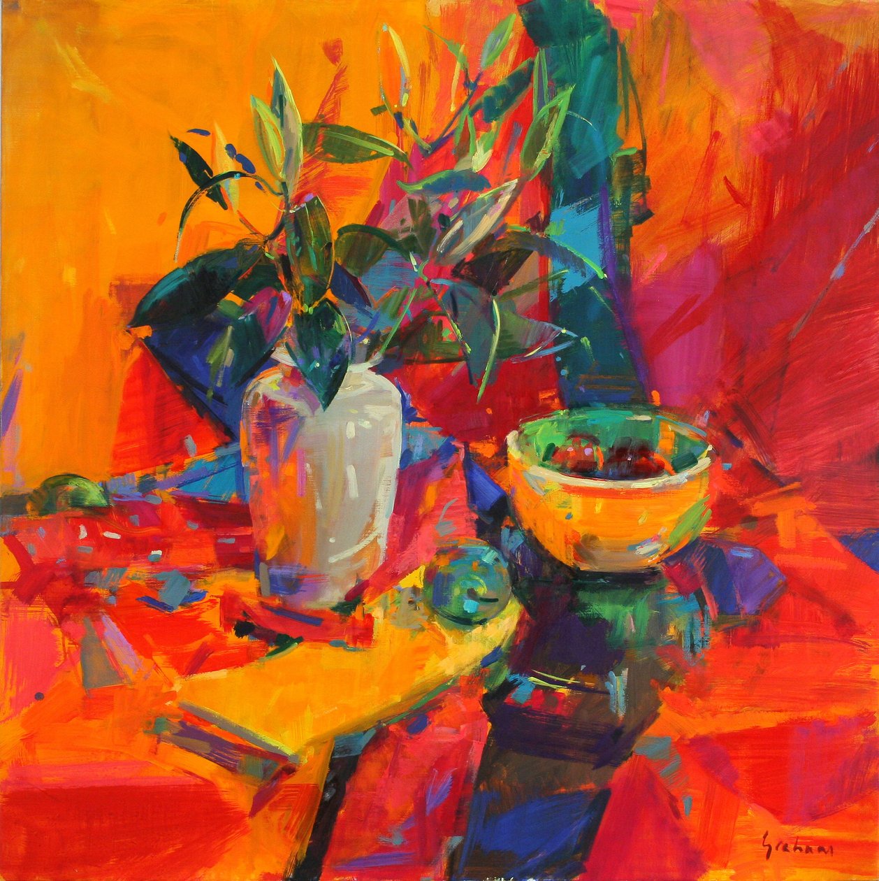 Kırmızı Bir Zemindeki Zambaklar, 2012 by Peter Graham (Contemporary)