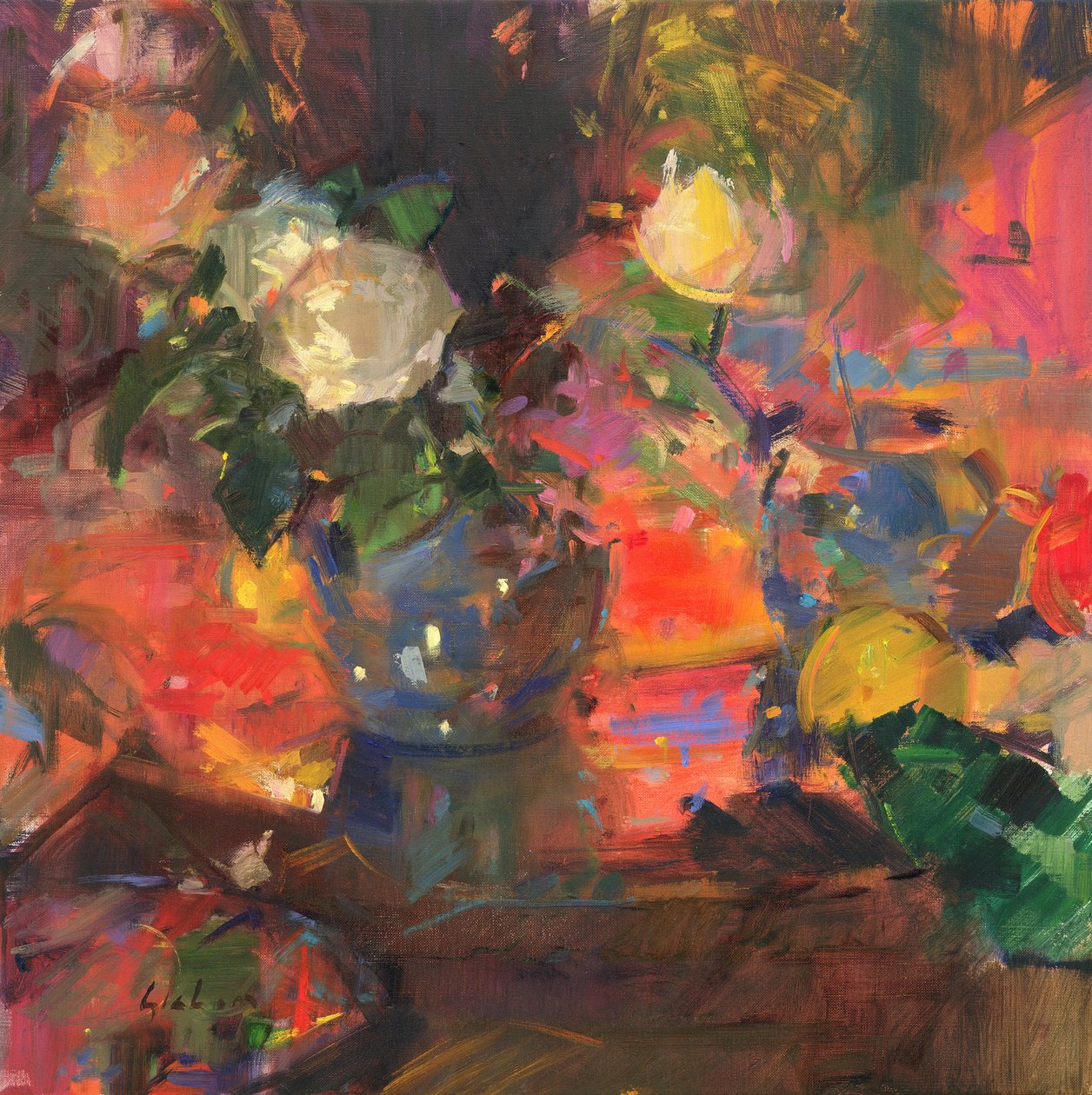 portakallar ve güller by Peter Graham (Contemporary)
