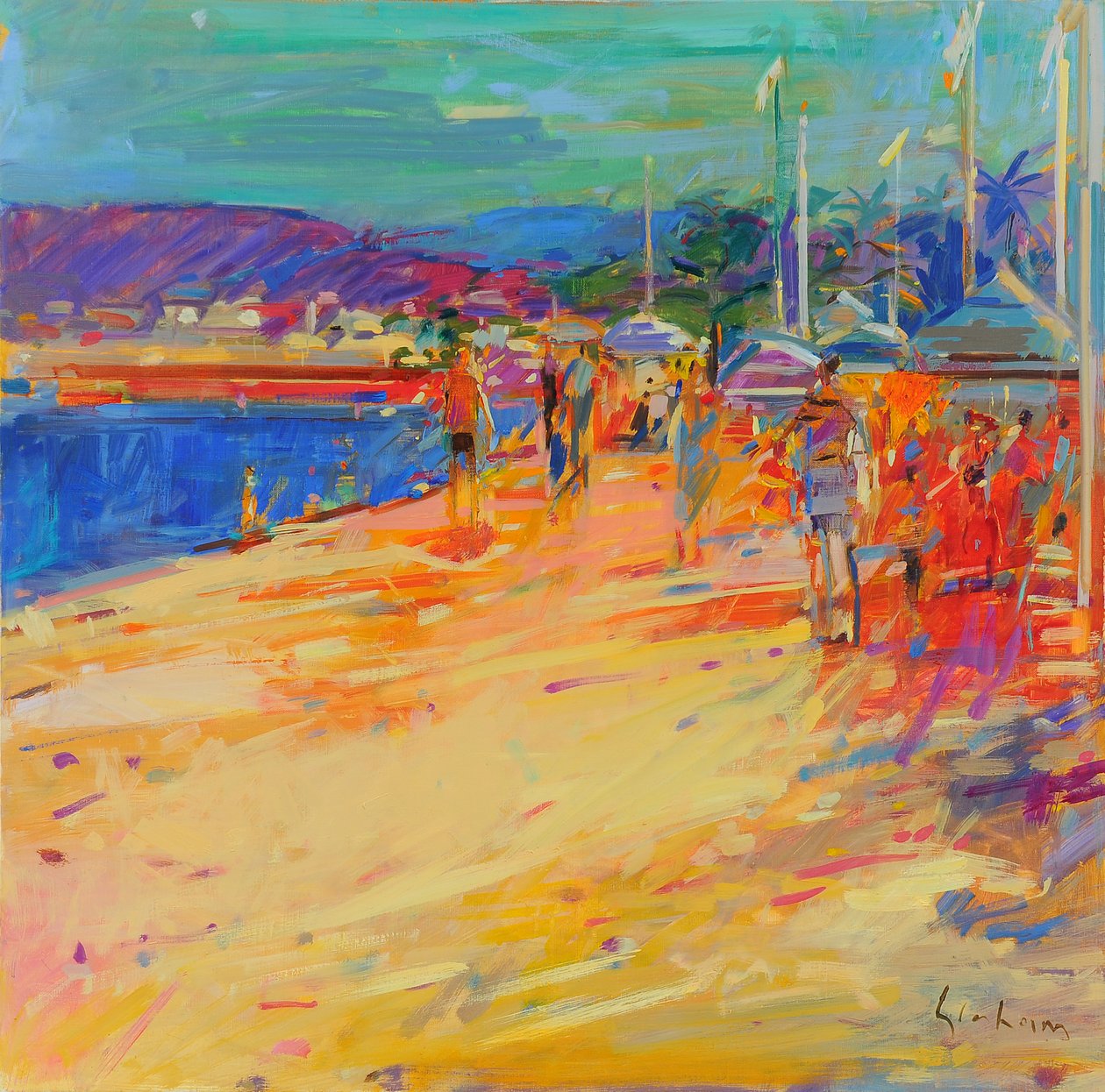 Pampelonne Plajı, 2021 (tuval üzerine yağlı boya) by Peter Graham (Contemporary)