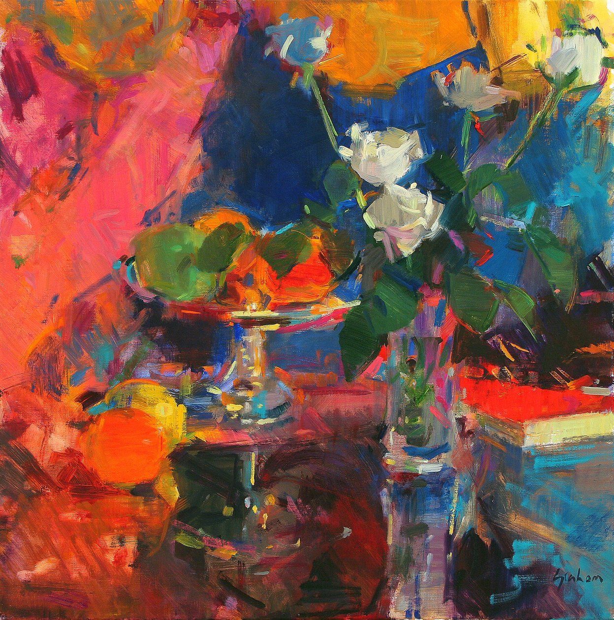Beyaz Güllü Natürmort by Peter Graham (Contemporary)