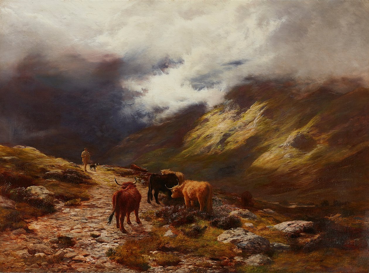 Bir Dağ Yolu (tuval üzerine yağlı boya) by Peter Graham