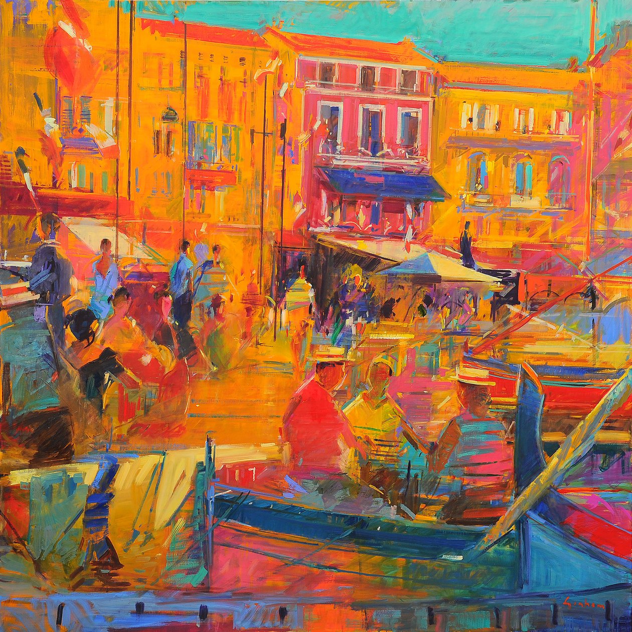 Merhaba Saint-Tropez, 2022 (tuval üzerine yağlı boya) by Peter Graham