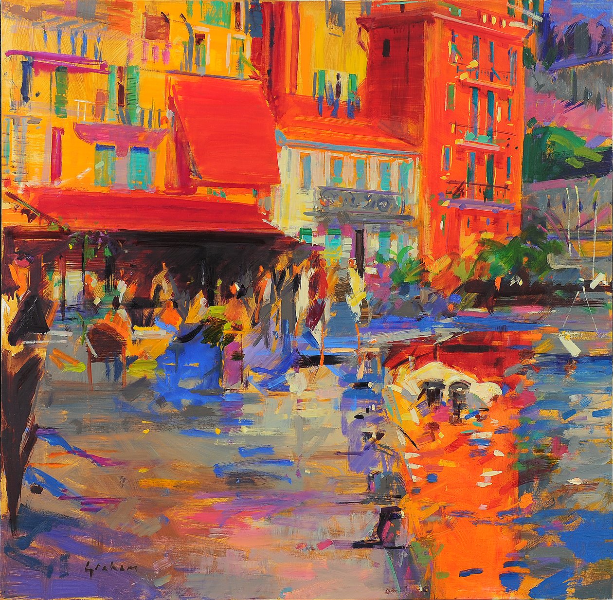 La Dolce Vita, Villefranche-sur-mer, 2021 (tuval üzerine yağlıboya) by Peter Graham