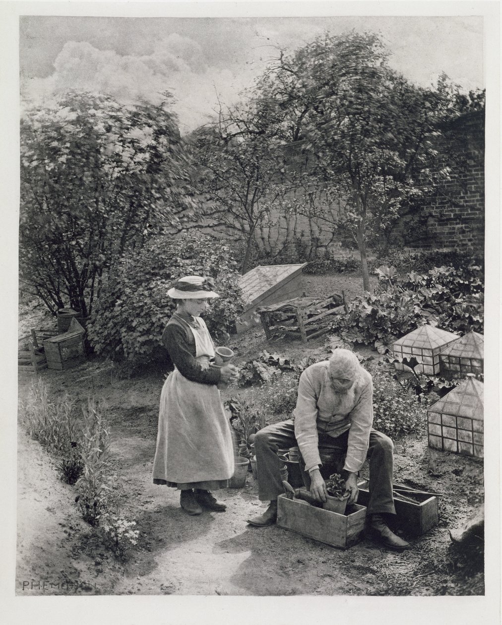 Yaşlı Bir Adam ve Kızı Bahçıvanlık by Peter Henry Emerson