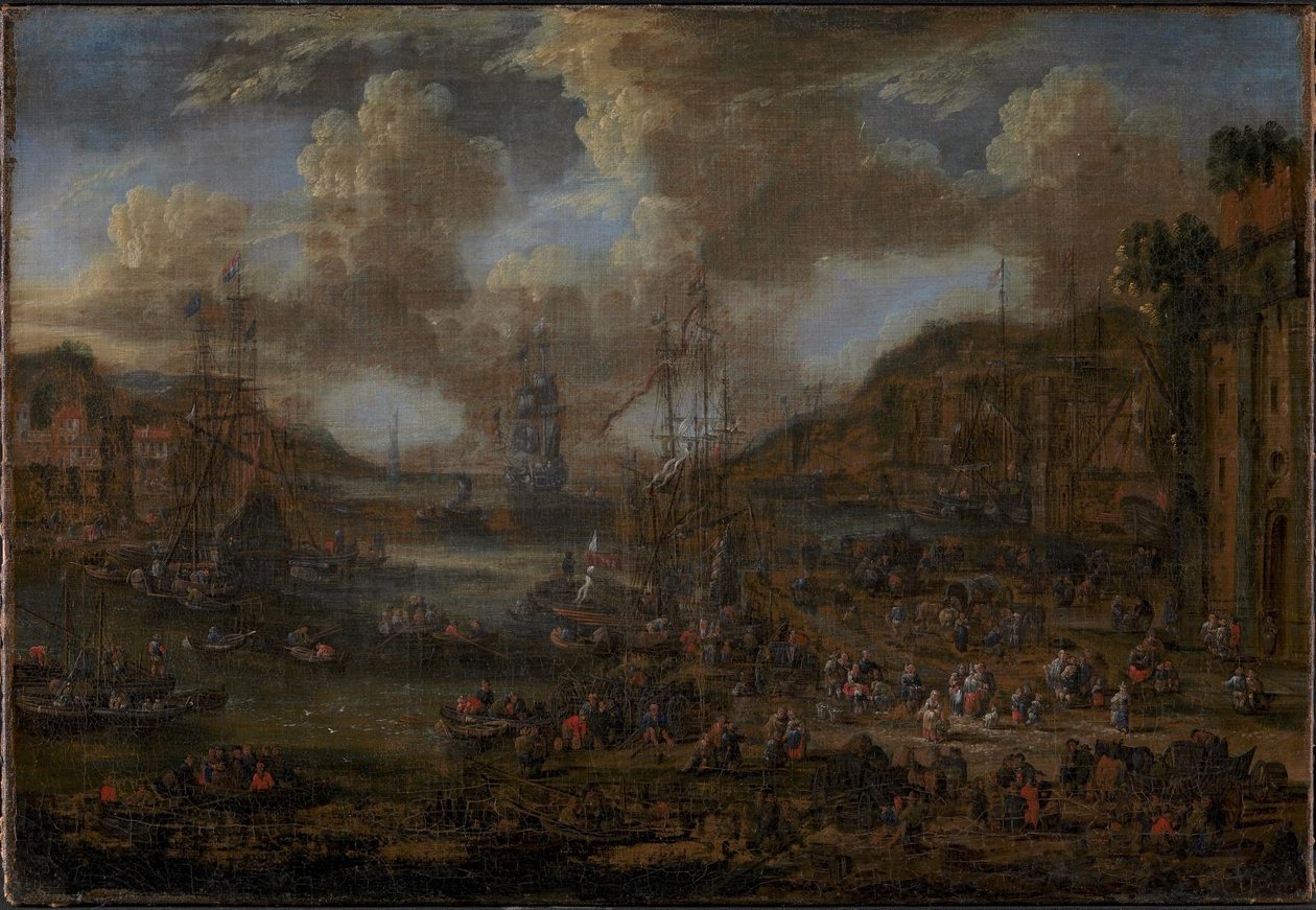 Kıyıda Sayısız Figürlü Güney Limanı by Peter II Casteels