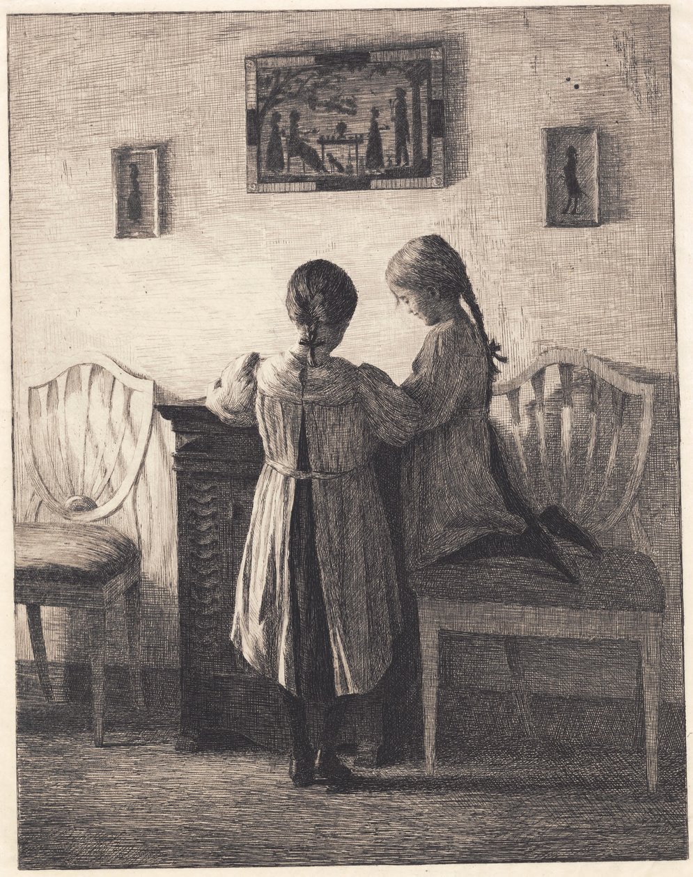 İki küçük kız ile iç by Peter Vilhelm Ilsted