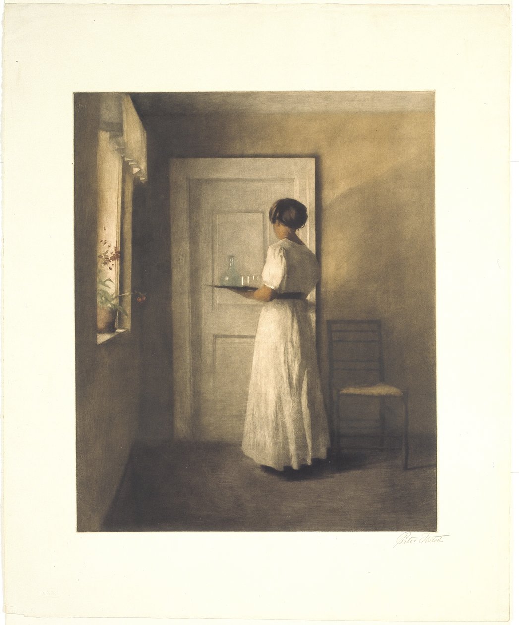 Bir tepsi ile genç kız by Peter Vilhelm Ilsted