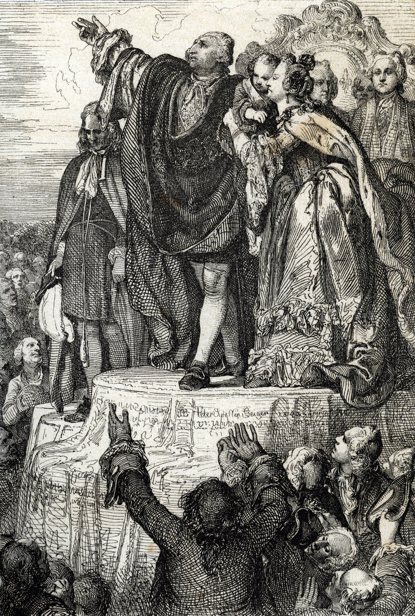 Bastille'in ele geçirilmesinin birinci yıldönümü münasebetiyle, 14 Temmuz 1790'da Champs-de-Mars'taki Anavatan Sunağı'nda Birinci Ulusal Federasyonun kutlanması: Kral XVI. oluşturmak by Peter Johann Nepomuck Geiger