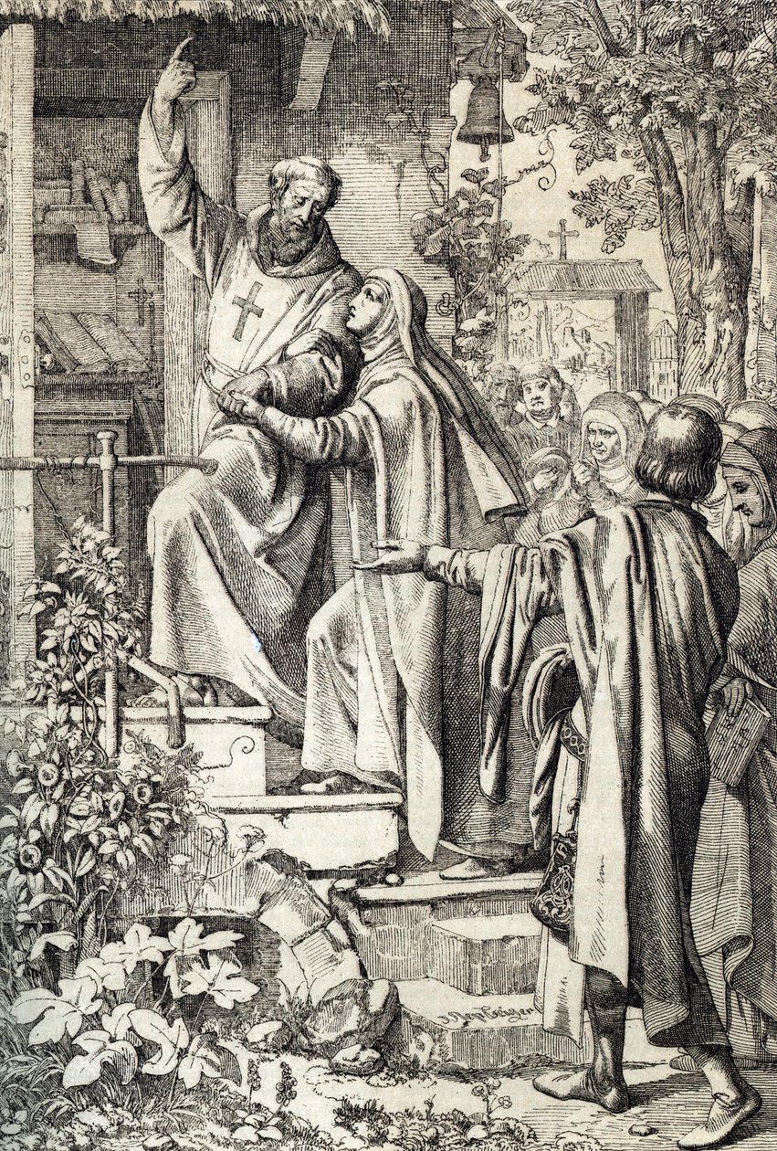 Heloise d'Argenteuil (1094-1164) ilahiyatçı ve filozof Abelard (Pierre Abailard veya Pierre Abeilard) (1079-1142) tarafından l'abbey du Paraclet'te (Ortaçağ Fransız skolastik filozof, ilahiyatçı Peter Abelard (Abaelardus) karısı Heloise'ı k by Peter Johann Nepomuck Geiger