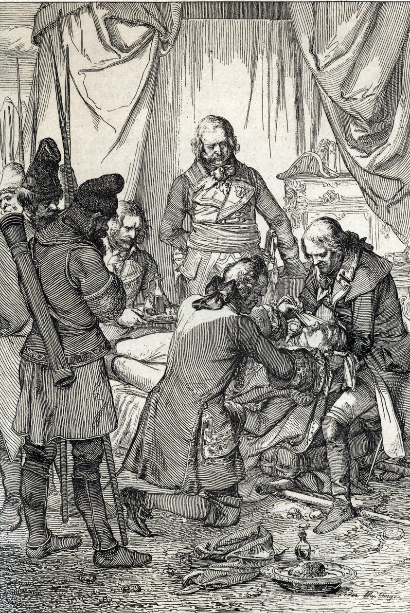 Kosciuszko ayaklanması: Ruslara karşı Maciejowice Savaşı'nda yaralanan Polonyalı kahraman Tadeusz Kosciuszko (1746-1817) by Peter Johann Nepomuck Geiger