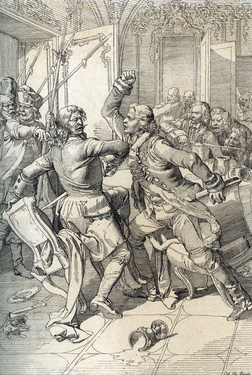 Streltsy isyanı: streltsy alaylarının (streltsy) üyelerinin 1698'de Çar Büyük Peter'in ilerici yeniliklerine karşı kaldırıldıktan sonra tutuklanması, Rusya (Streltsy ayaklanması: Streltsy u'dan sonra tutuklanan Moskova Streltsy alaylarının şüph by Peter Johann Nepomuck Geiger