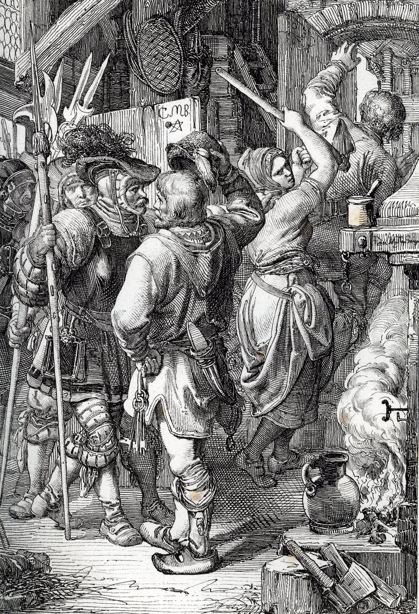 Gustave I Vasa'nın (veya Gustav Vasa) (1496-1560) (İsveç'in gelecekteki kralı) Danimarka'dan kaçmak için köylü kılığına girmesi by Peter Johann Nepomuck Geiger