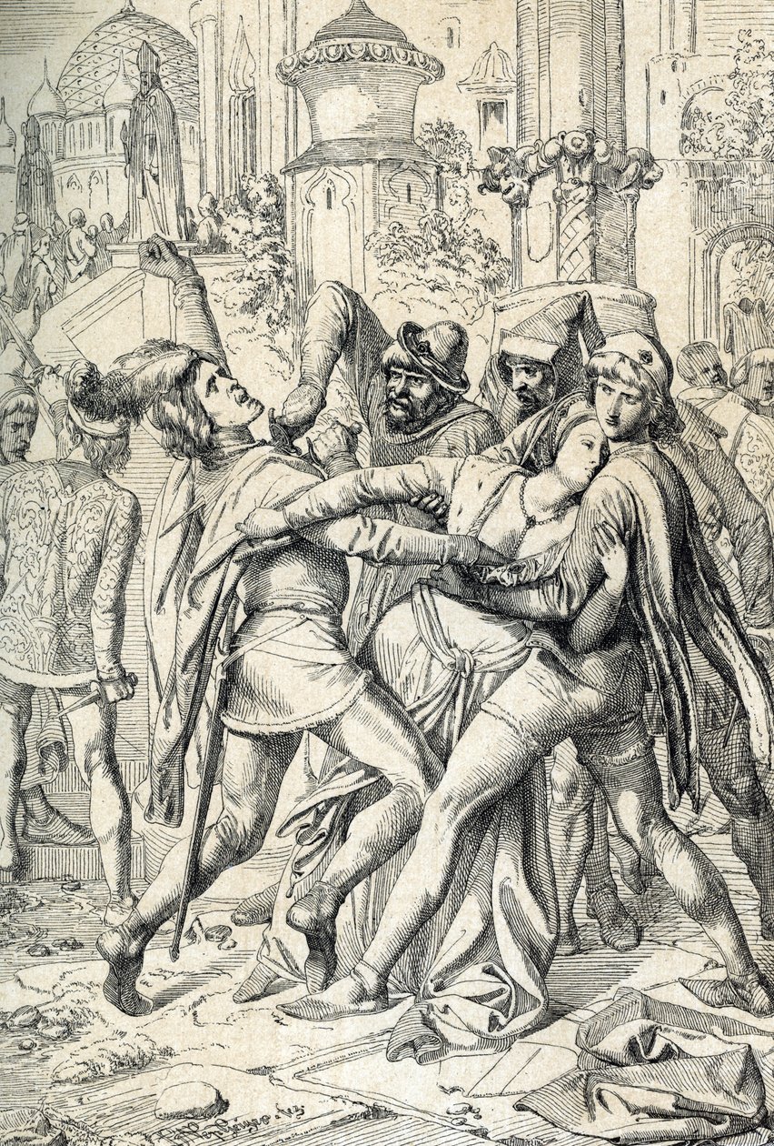 Sicilyalı vepers (Vespri siciliani) Sicilya adasında Fransız kralı Charles of Anjou'nun feodal egemenliğine karşı Palermo ve Corleone'de meydana gelen halk ayaklanması, 31/03/1282, Paskalya Salı - (Sicilya Vespers, tarihinde başarılı isyan by Peter Johann Nepomuck Geiger