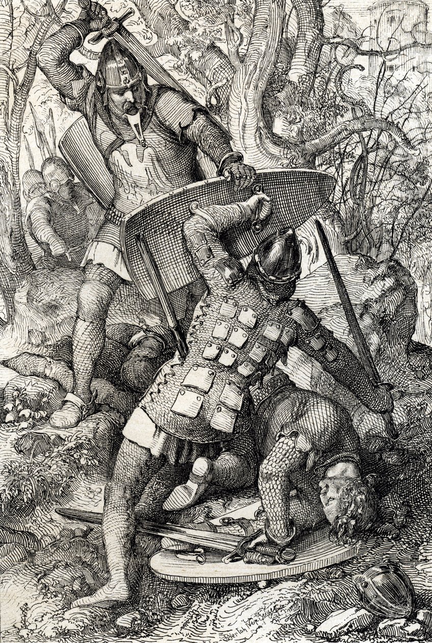 Swabia'lı Ernest II'nin (1010-1030) Almanya'nın Constance kentine karşı bir savaşta ölümü (Svabya Dükü II. Ernest'in Constance, Almanya'da ölümü) by Peter Johann Nepomuck Geiger