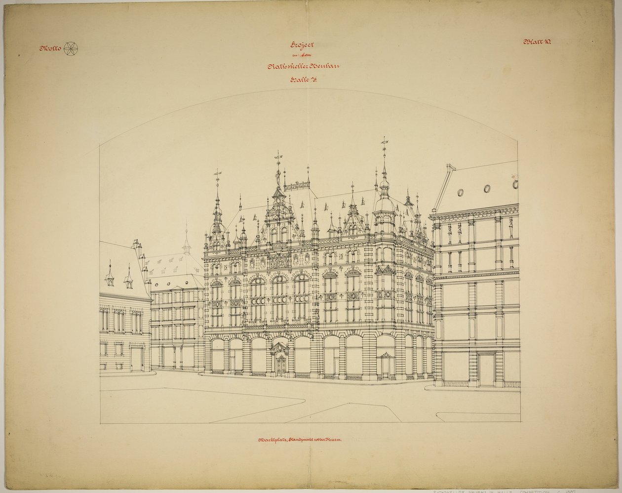 Rathskeller yeni binası, Halle (Saale), Saksonya-Anhalt, Almanya, Perspektif (tamamlanmamış) by Peter Joseph Weber