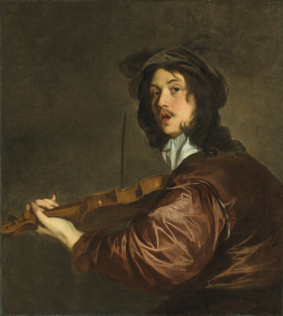 Keman çalan bir adam, muhtemelen sanatçının portresi by Peter Lely