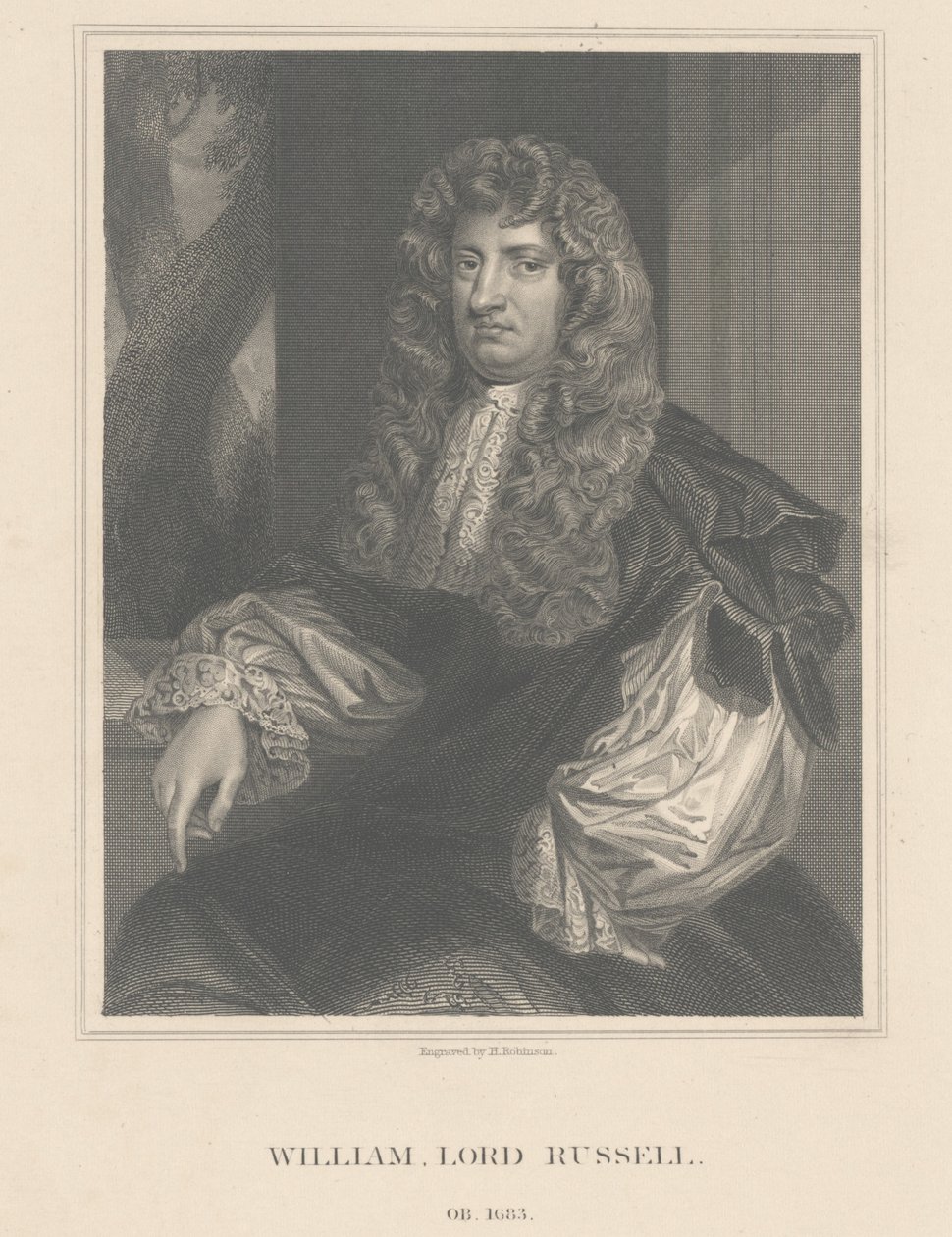 H. Robinson tarafından oyulmuş Lord William Russell'ın portresi by Peter Lely