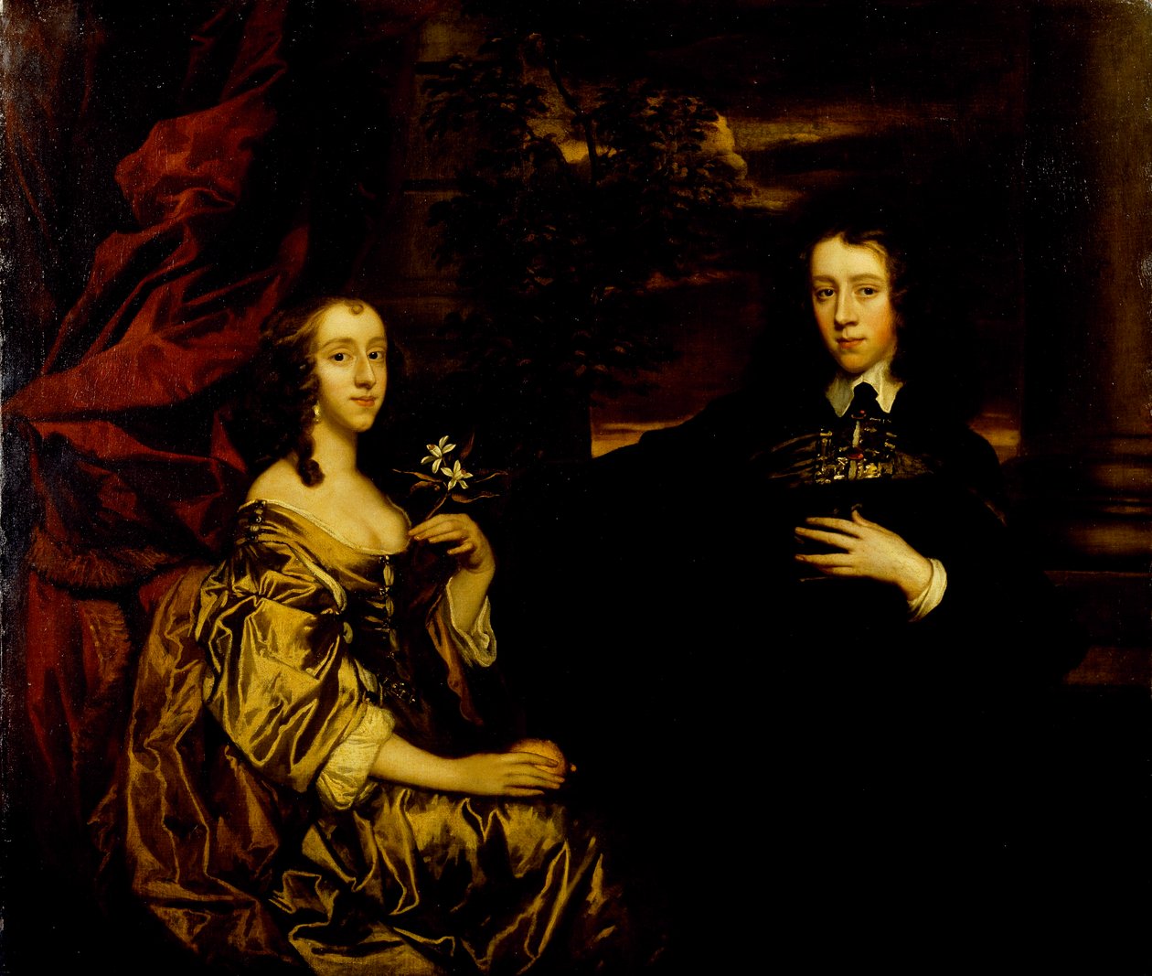 Genç bir beyefendi ve karısının portresi, c.1655-58 (tuval üzerine yağlı boya) by Peter Lely