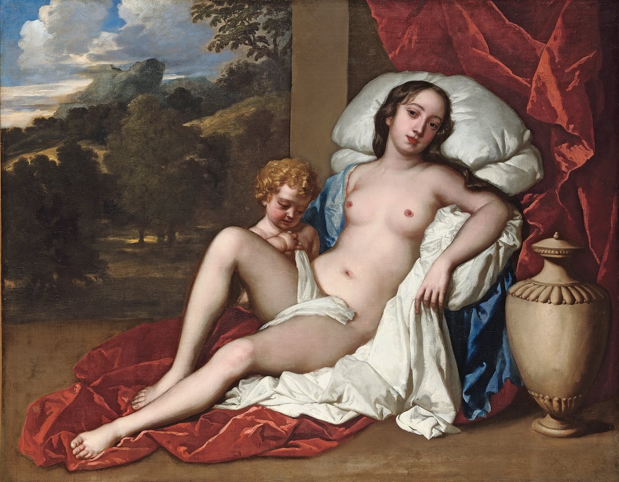 Venüs ve Aşk Tanrısı olarak genç bir kadın ve çocuğun portresi by Peter Lely