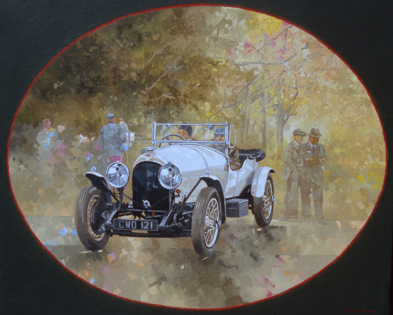 3 Litre Bentley at Kelmarsh (tuval üzerine yağlı boya) by Peter Miller