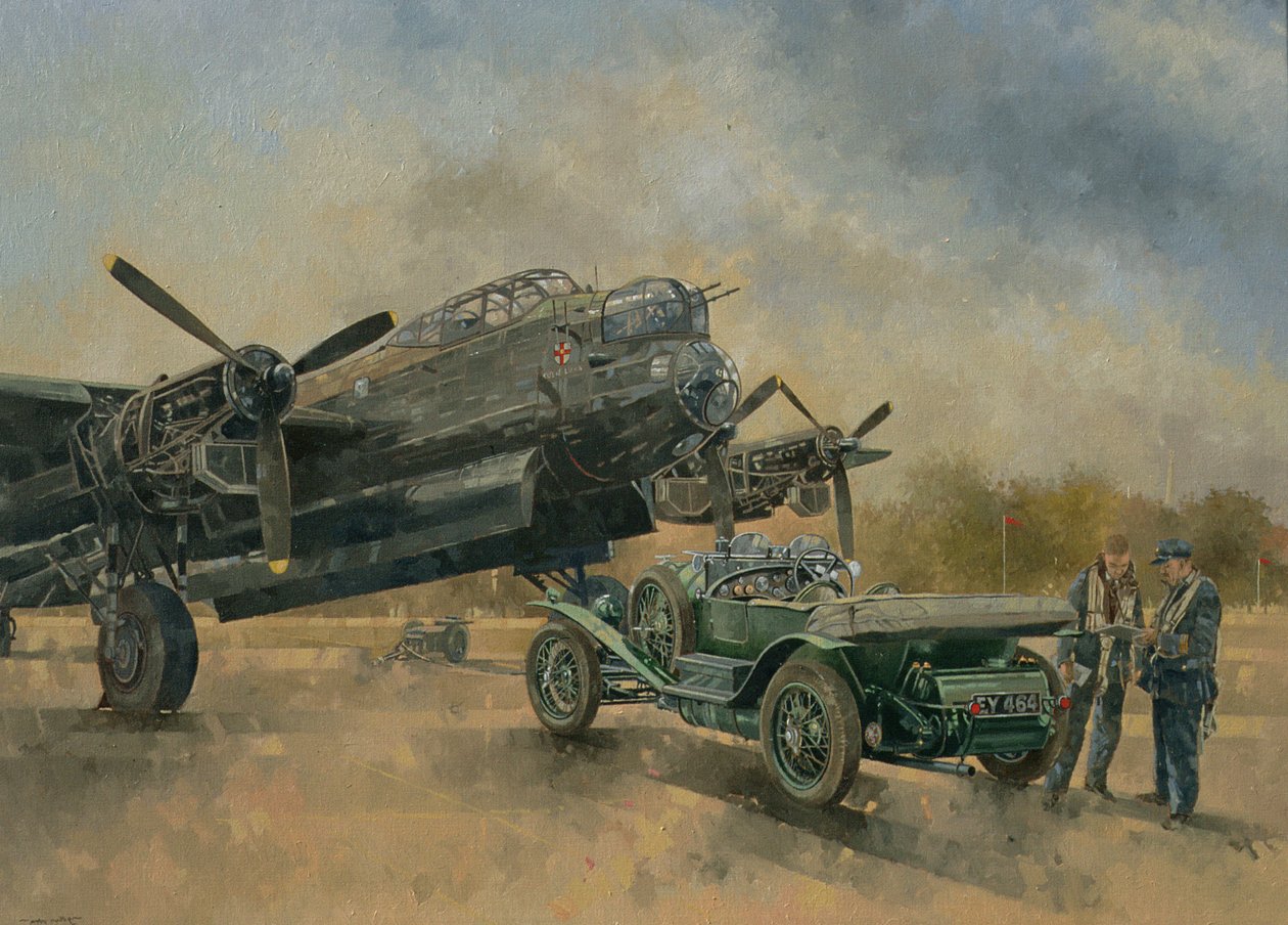 Bir Lancaster ve bir Bentley, 2000 (tuval üzerine yağlı boya) by Peter Miller